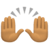 🙌🏽 raising hands: medium skin tone display on Facebook